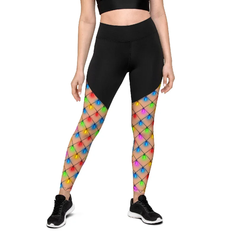 Naughty Christmas Lights Compression Leggings