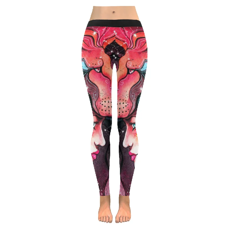 girl in the mask of a lion Women's Low Rise Leggings (Invisible Stitch)