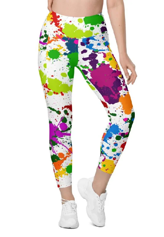 Color Splash Leggings With Pockets