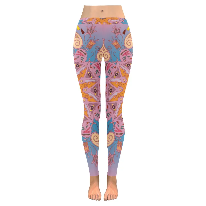 Colorful antistress mandala Women's Low Rise Leggings (Invisible Stitch)