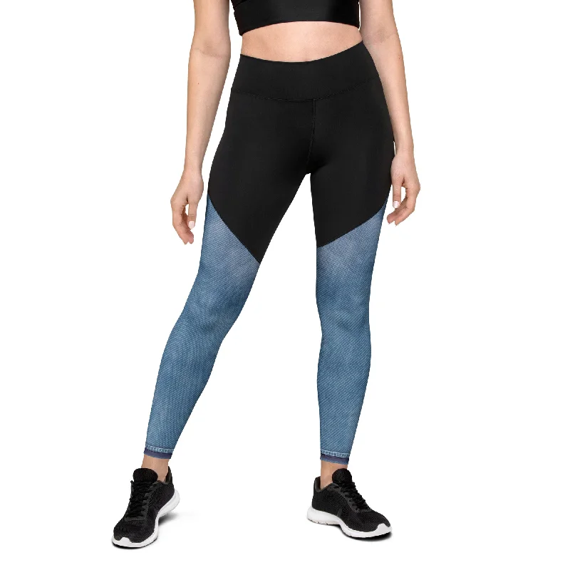 Denim Jeans Print Compression Leggings