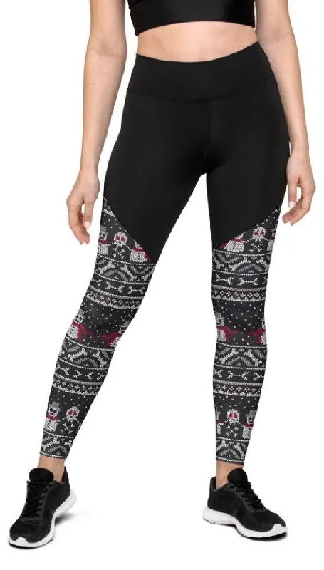 Vintage Goth Knitted Print Compression Leggings