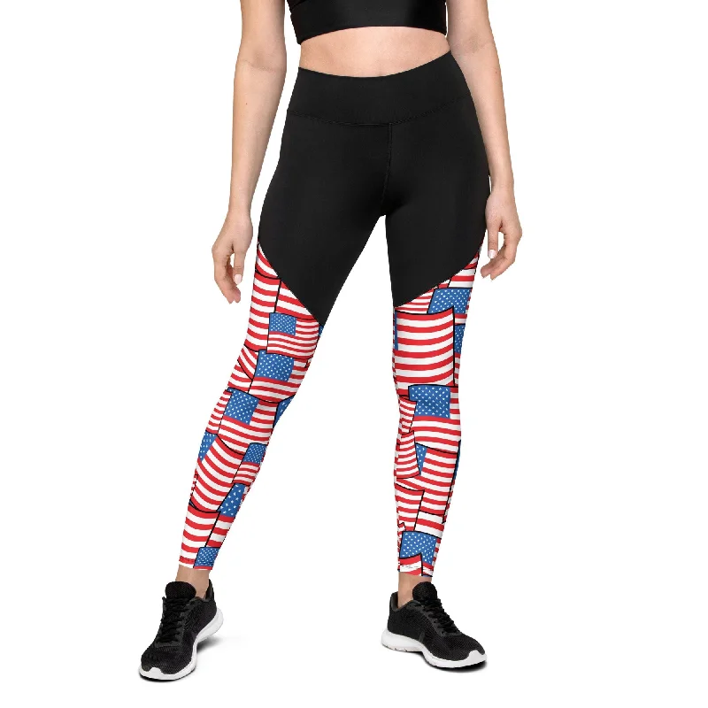 American Flag Pattern Compression Leggings