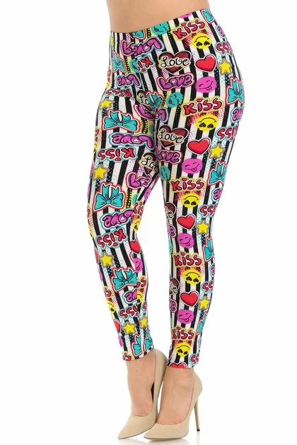 Super Soft Stripes Love, and Kisses Yoga Hearts Leggings