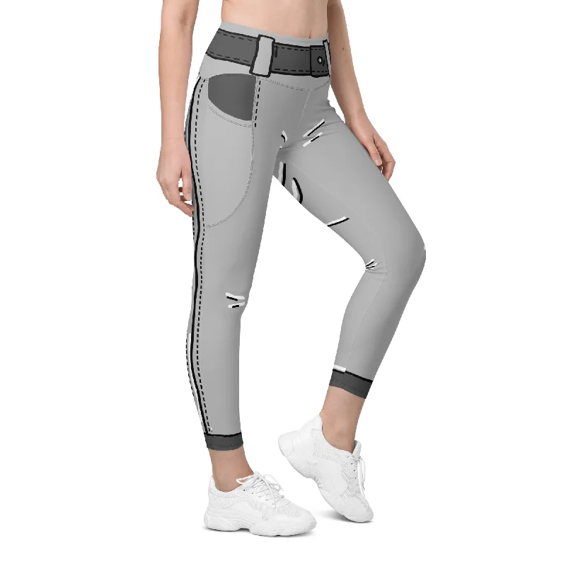 Cartoonized Monochrome Leggings With Pockets