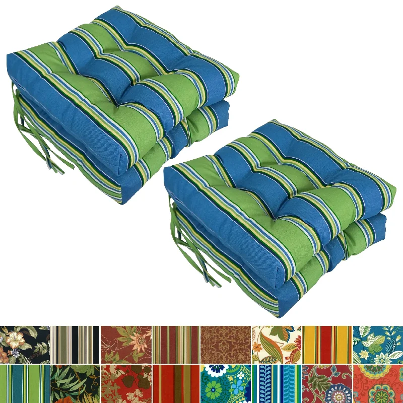 16-inch Square Tufted Indoor/Outdoor Chair Cushions (Set of 4) - 16"