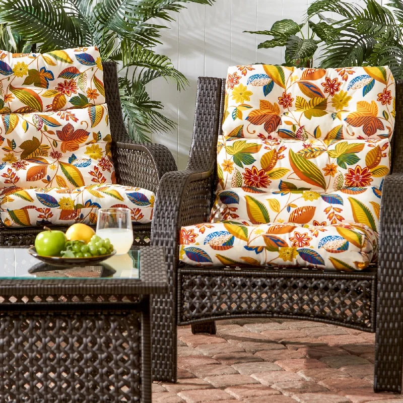 44-in x 22-in Outdoor Esprit Floral High Back Chair Cushion (Set of 2) (Cushions Only)