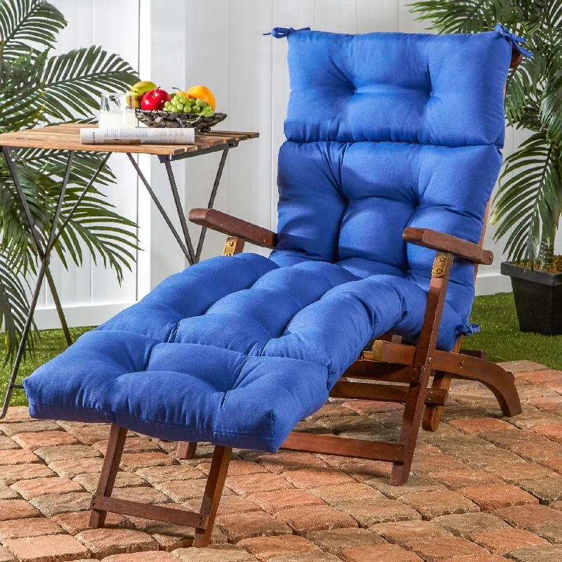 72-inch Outdoor Marine Blue Chaise Lounger Cushion