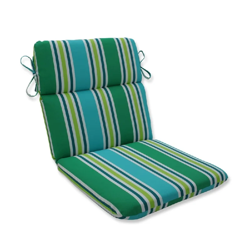 Aruba Stripe Turquoise\Green Rounded Corners Chair Cushion