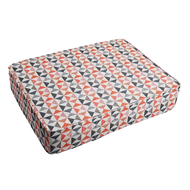 Beige and Coral Indoor/Outdoor Floor Cushion, Corded