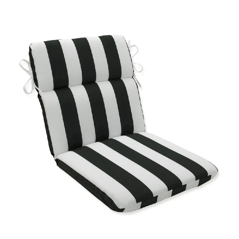 Cabana Stripe Black Rounded Corners Chair Cushion