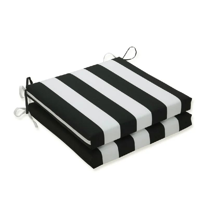 Cabana Stripe Black Squared Corners Seat Cushion 20x20x3 (Set of 2)