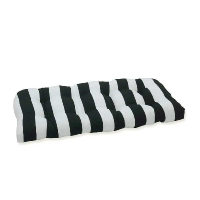 Cabana Stripe Black Wicker Loveseat Cushion