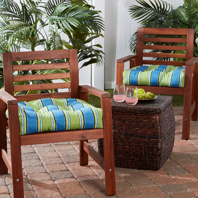 Cayman Stripe 20-inch Outdoor Dining Seat Cushion (Set of 2)