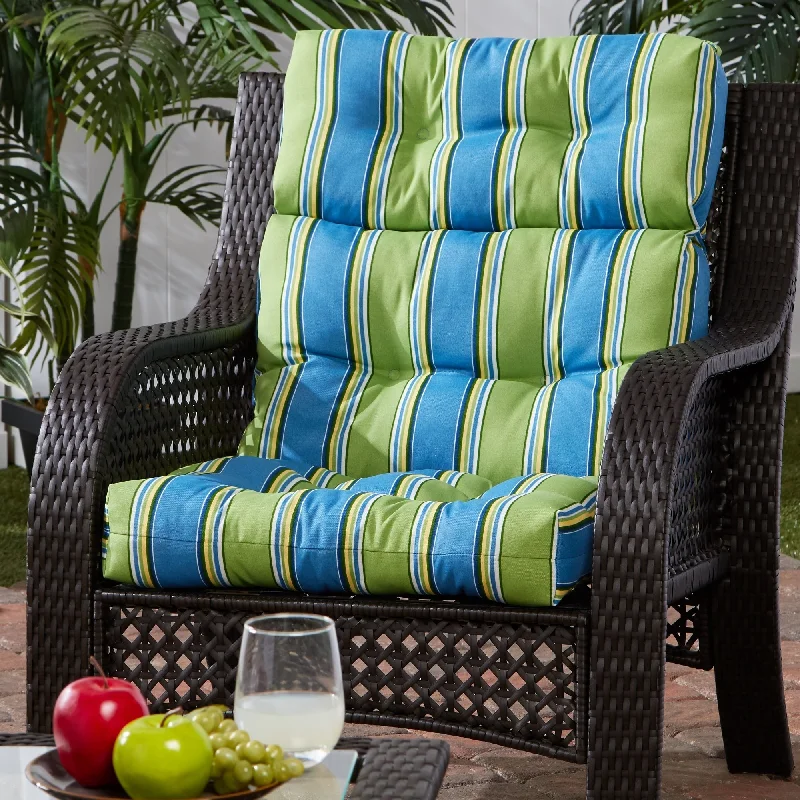 Cayman Stripe 22-inch x 44-inch Outdoor High Back Chair Cushion (Cushion Only)