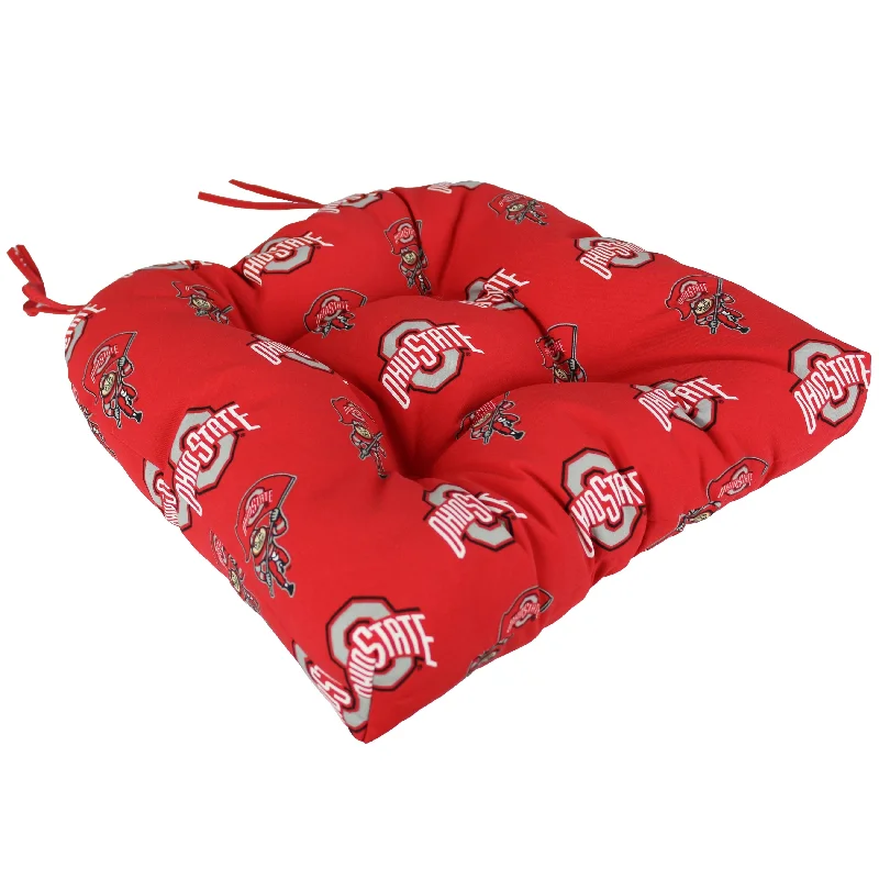 Ohio State Buckeyes Indoor / Outdoor Seat Cushion Patio D Cushion 20" x 20", 2 Tie Backs - 20" x 20" x 3"