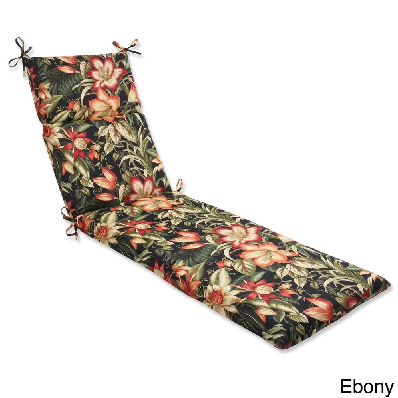 Outdoor Botanical Glow Tropical Chaise Lounge Cushion with Ties