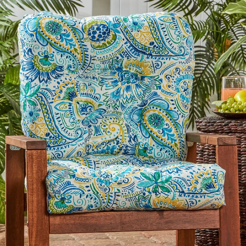 Painted Paisley Outdoor Seat/Back Chair Cushion (Cushion Only)