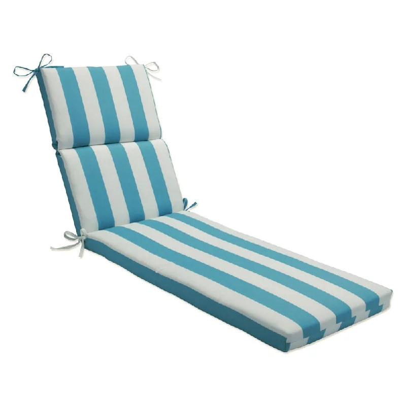 Pillow Perfect Outdoor Cabana Stripe Turquoise Chaise Lounge Cushion