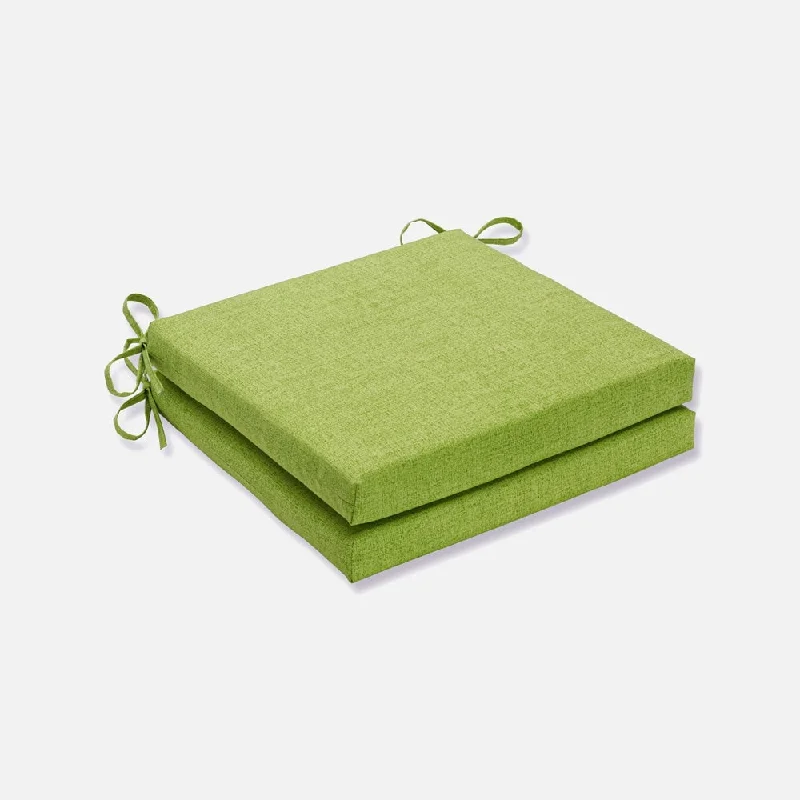 Pillow Perfect Outdoor/Indoor Baja Linen Lime Squared Corners Seat Cushion 20x20x3 (Set of 2)