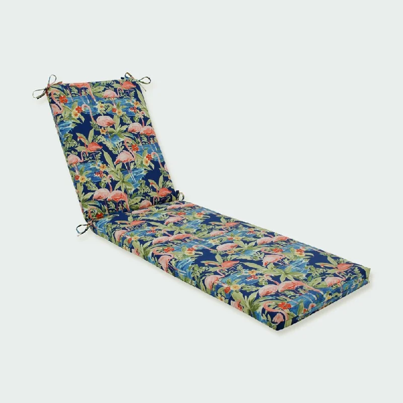 Pillow Perfect Outdoor / Indoor Flamingoing Lagoon Blue Chaise Lounge Cushion 80x23x3