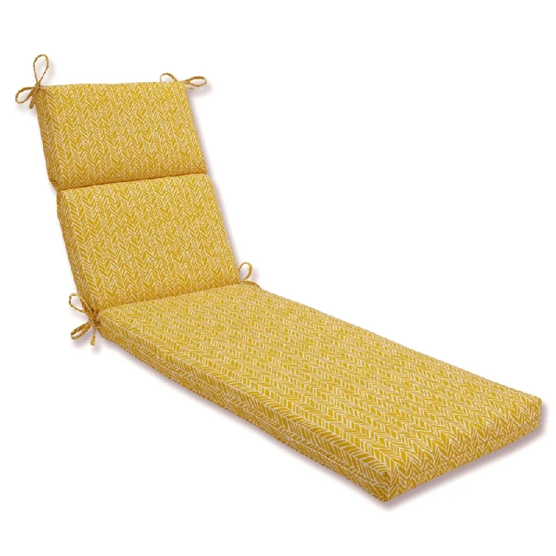 Pillow Perfect Outdoor/ Indoor Herringbone Egg Yolk Chaise Lounge Cushion