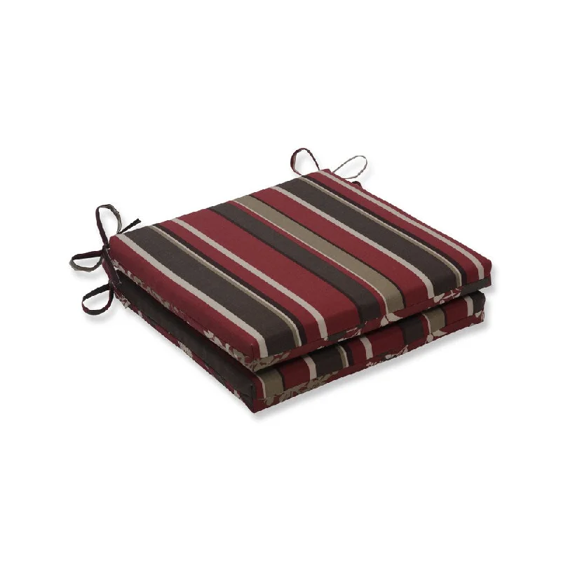 Pillow Perfect Outdoor/Indoor Monserrat / Montifleuri Sangria Red Squared Corners Seat Cushion 20x20x3 (Set of 2)