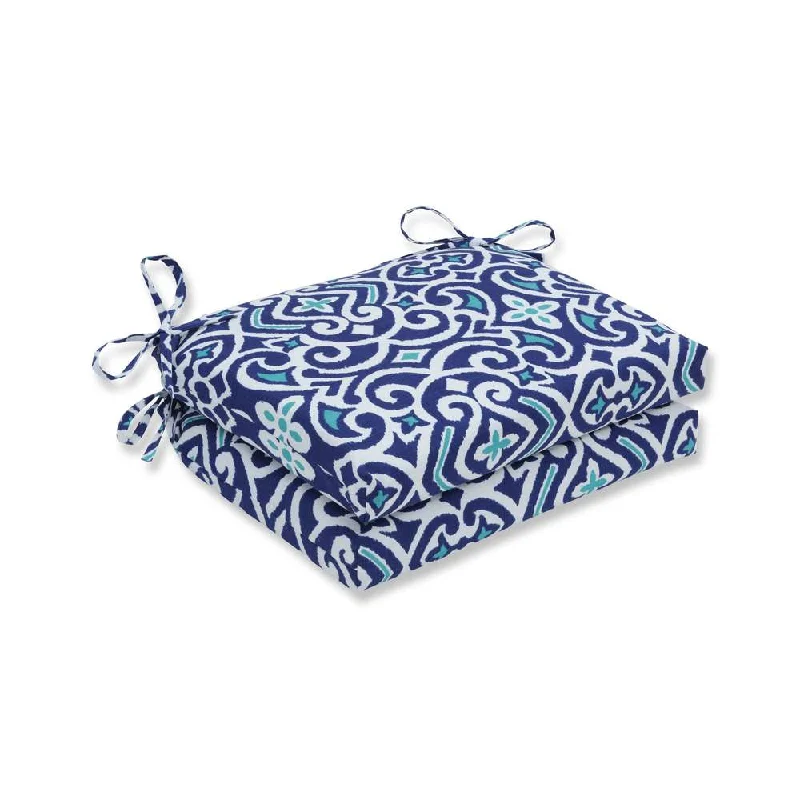 Pillow Perfect Outdoor/ Indoor New Damask Marine Squared Corners Seat Cushion (Set of 2)