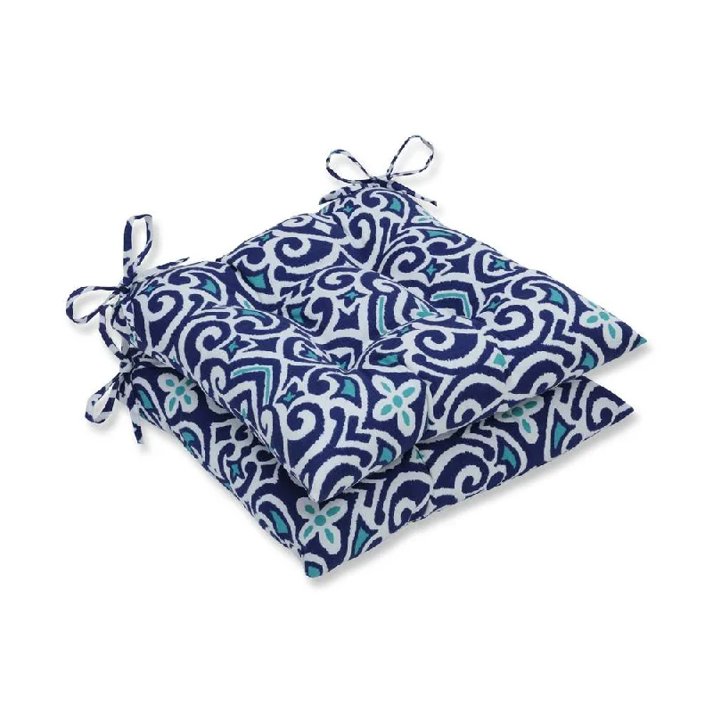 Pillow Perfect Outdoor/ Indoor New Damask Marine Wrought Iron Seat Cushion (Set of 2)