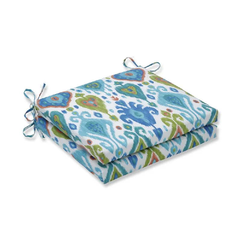 Pillow Perfect Outdoor / Indoor Paso Caribe Blue Squared Corners Seat Cushion 20x20x3 (Set of 2)