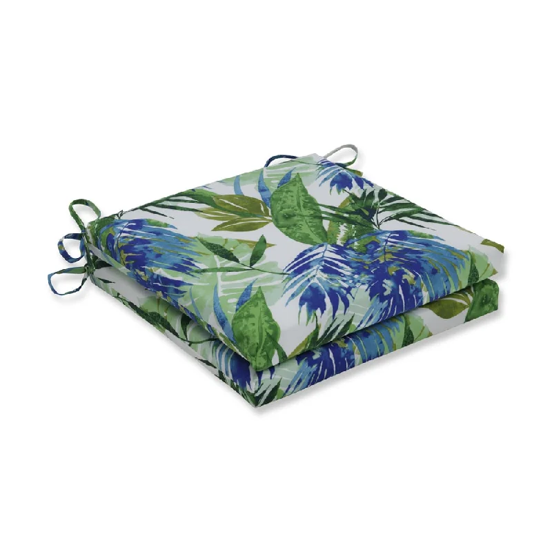 Pillow Perfect Outdoor/Indoor Soleil Blue/Green Squared Corners Seat Cushion 20x20x3 (Set of 2)