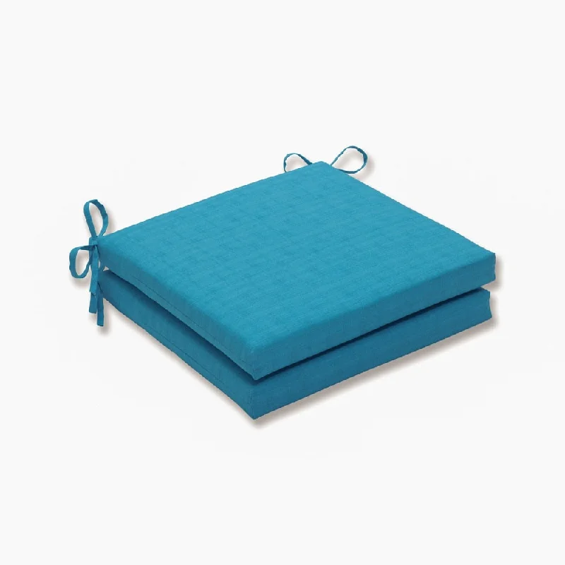 Pillow Perfect Outdoor/Indoor Veranda Turquoise Squared Corners Seat Cushion 20x20x3 (Set of 2)