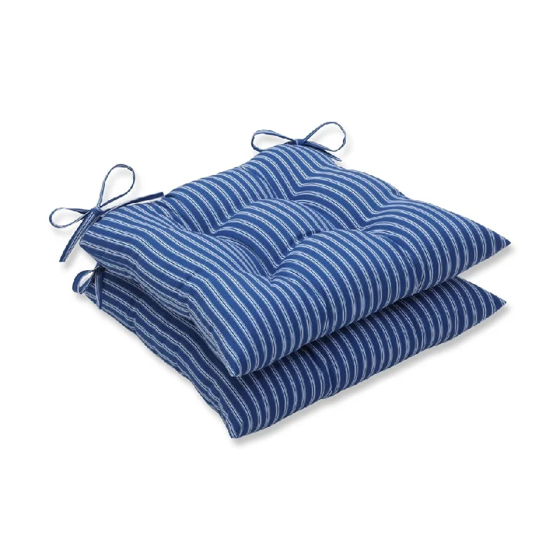 Resort Stripe Blue Wrought Iron Seat Cushion (Set of 2)