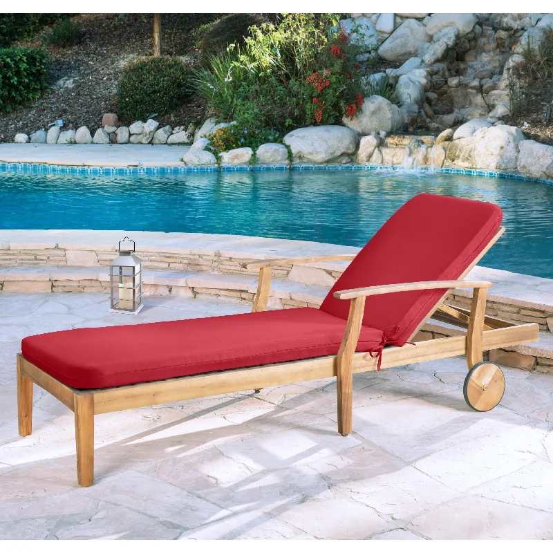 Ruby Red Outdoor Lounger Cushion 22 x 73 in Solid Red - 22" x 73"