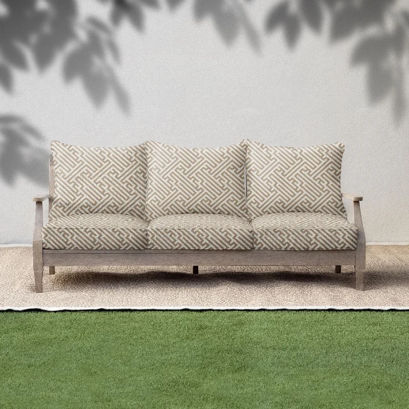 Sorra Home Outdura Labyrinth Ochre Indoor/Outdoor Corded Pillow and Cushion Sofa Set