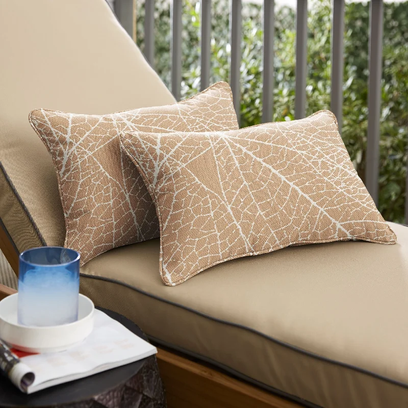 Sorra Home Outdura Laurel Sorbet Indoor/Outdoor Corded Lumbar Pillows (Set of 2)