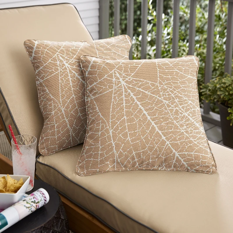 Sorra Home Outdura Laurel Sorbet Indoor/Outdoor Corded Square Pillow (Set of 2)