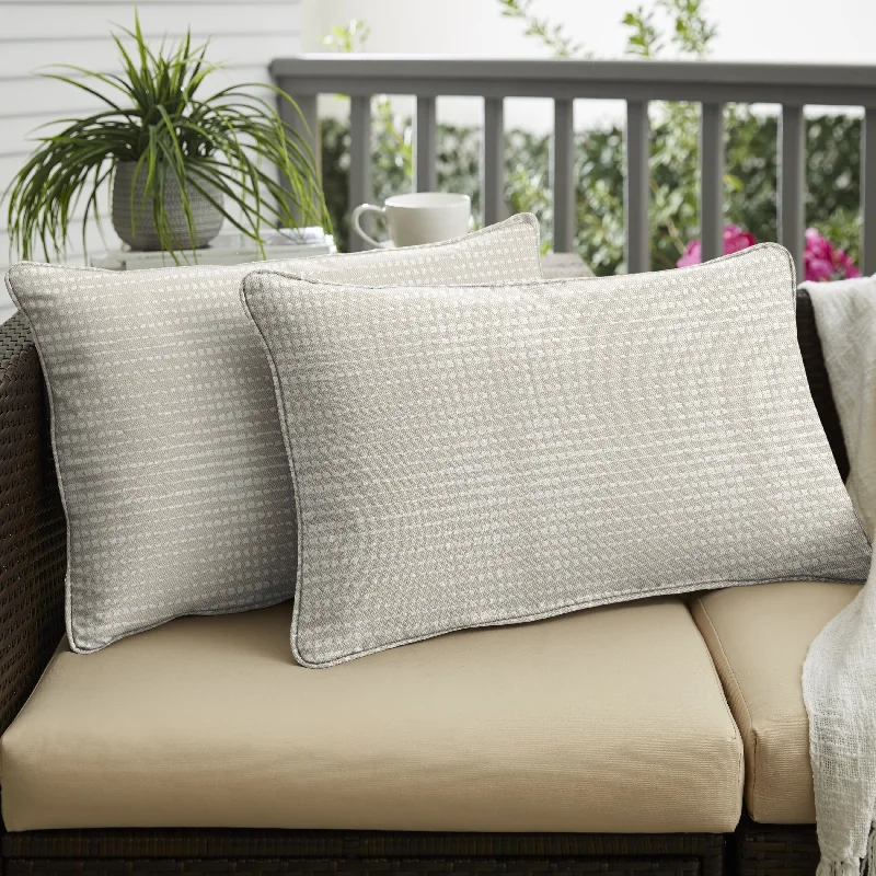 Sorra Home Outdura Moonbeam Indoor/Outdoor Corded Lumbar Pillows (Set of 2)