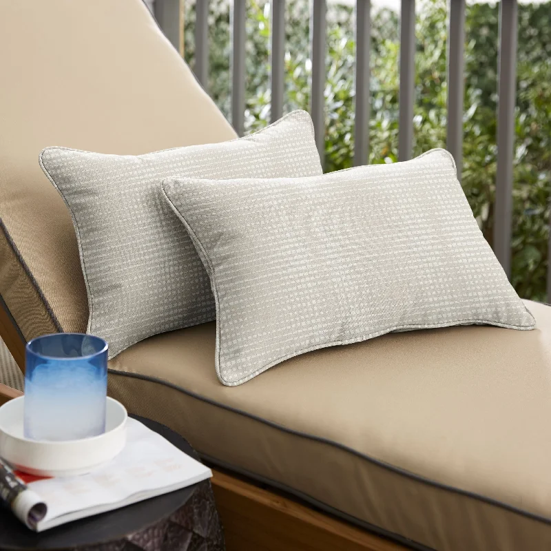 Sorra Home Outdura Moonbeam Indoor/Outdoor Corded Lumbar Pillows (Set of 2)