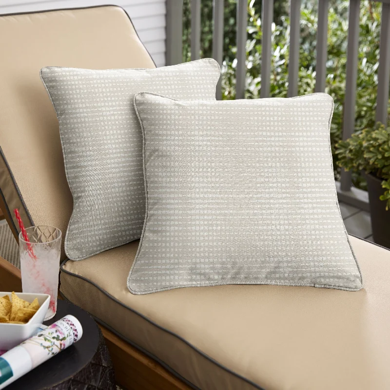 Sorra Home Outdura Moonbeam Indoor/Outdoor Corded Square Pillows (Set of 2)