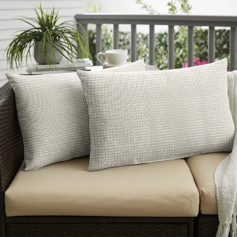 Sorra Home Outdura Moonbeam Indoor/Outdoor Knife Edge Lumbar Pillows (Set of 2)