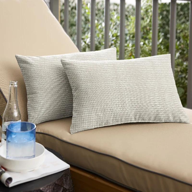 Sorra Home Outdura Moonbeam Indoor/Outdoor Knife Edge Lumbar Pillows (Set of 2)