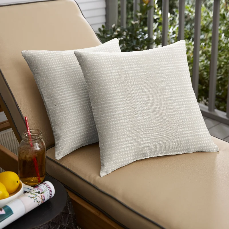 Sorra Home Outdura Moonbeam Indoor/Outdoor Knife Edge Square Pillows (Set of 2)