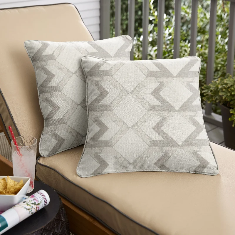 Sorra Home Outdura Saxon Linen Indoor/Outdoor Corded Pillows (Set of 2)