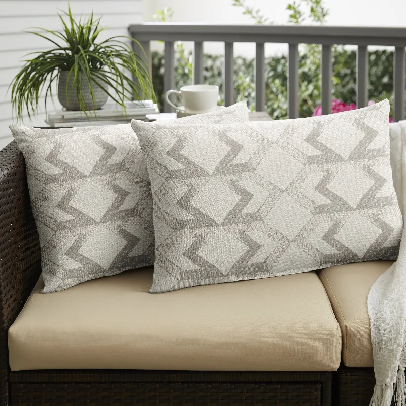 Sorra Home Outdura Saxon Linen Indoor/Outdoor Knife Edge Lumbar Pillows (Set of 2)