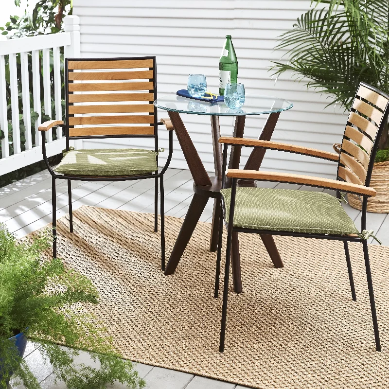 Sorra Home Outdura Sync Basil Indoor/Outdoor Corded Chair Pads (Set of 2)