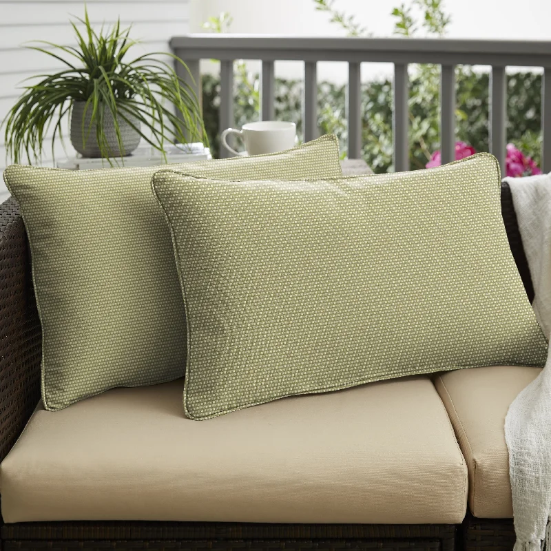 Sorra Home Outdura Sync Basil Indoor/Outdoor Corded Lumbar Pillows (Set of 2)