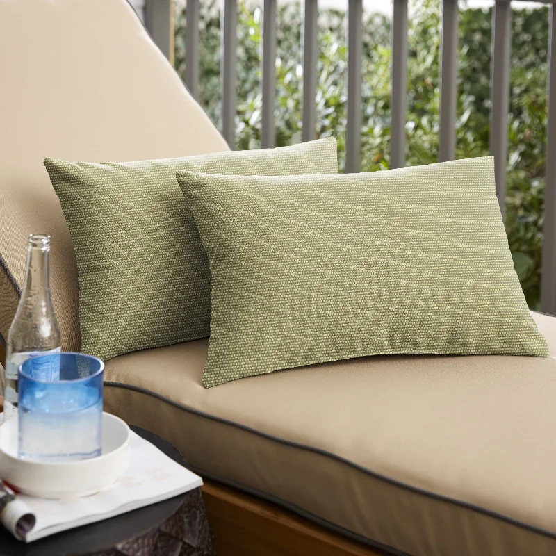 Sorra Home Outdura Sync Basil Indoor/Outdoor Knife Edge Lumbar Pillows (Set of 2)