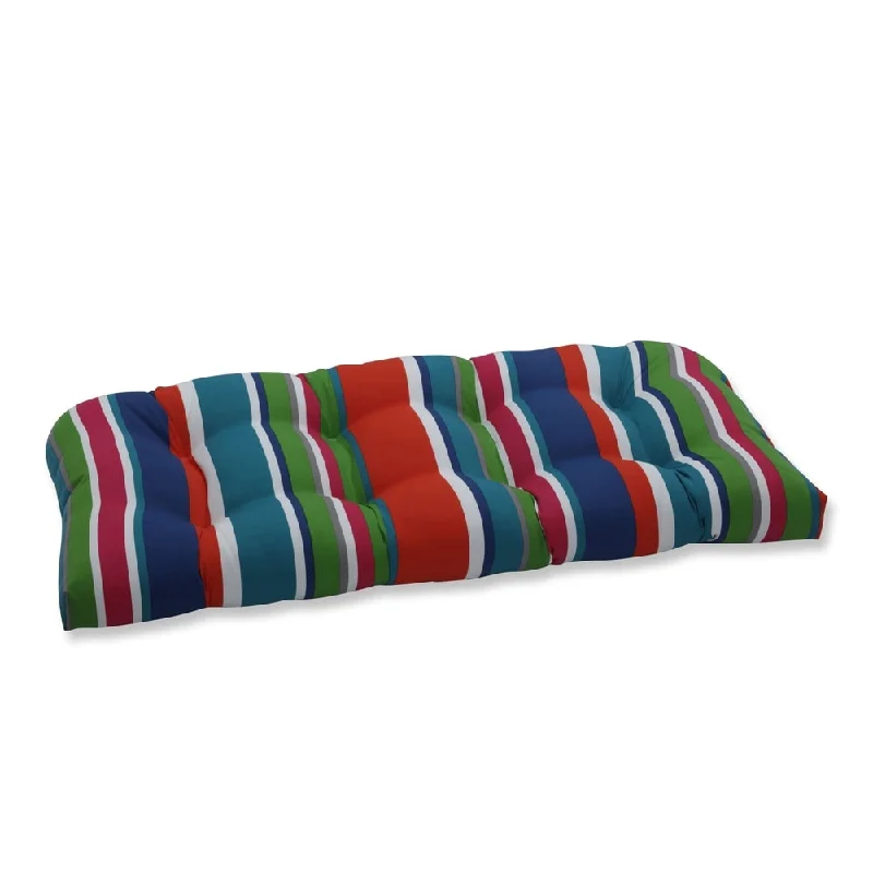 St. Lucia Stripe Wicker Loveseat Cushion