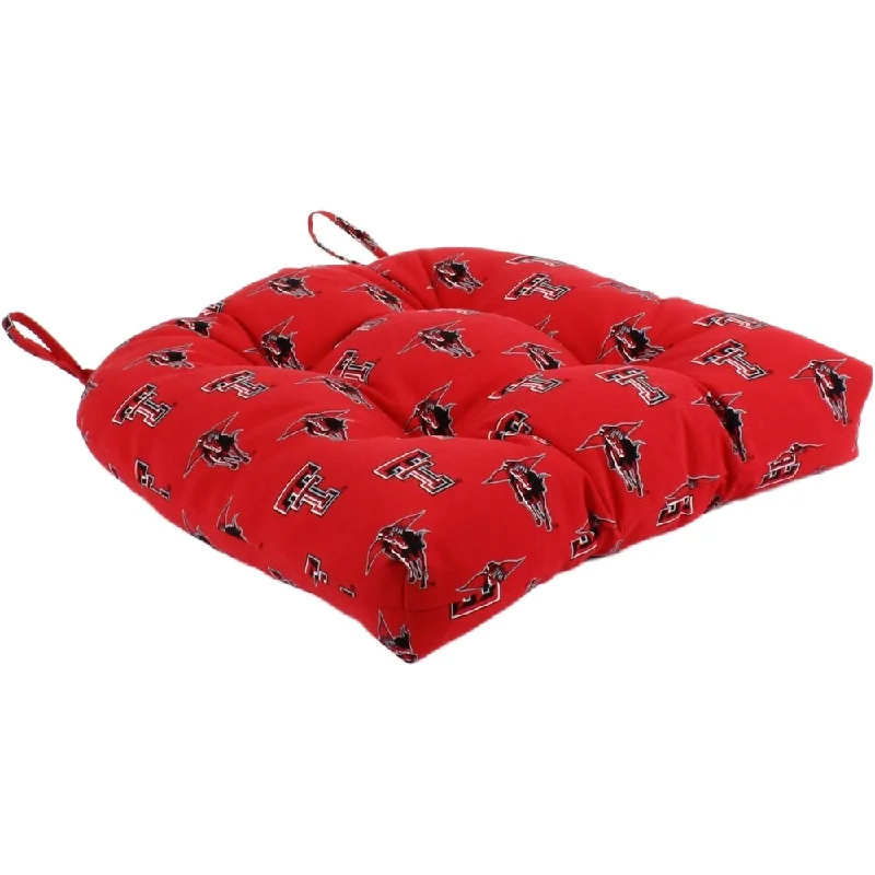 Texas Tech Red Raiders Indoor / Outdoor Seat Cushion Patio D Cushion 20" x 20", 2 Tie Backs - 20" x 20" x 3"